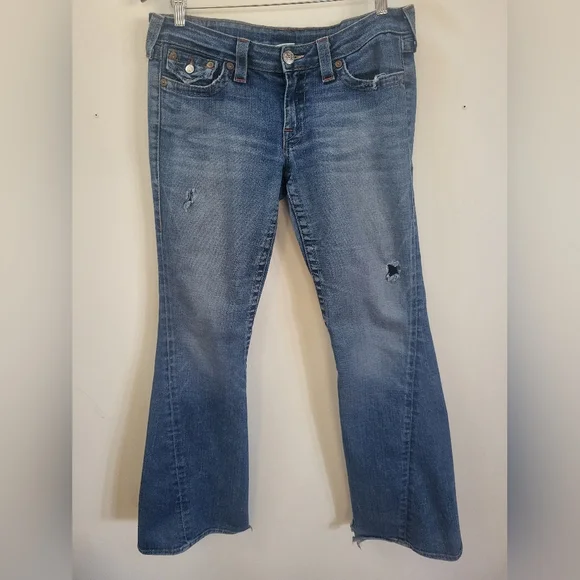 True Religion Blue Boot Cut Jeans with Signature Stitching - Picture 4 of 8